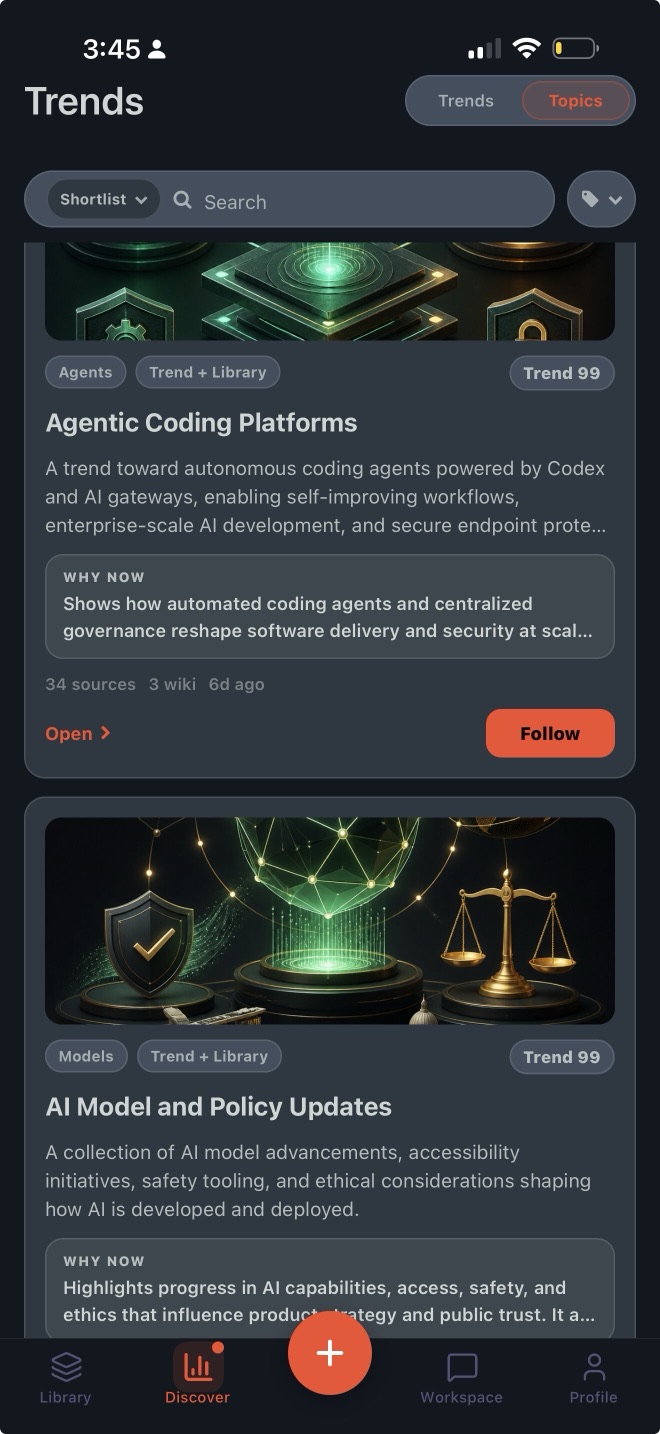 Trends across the topics you follow